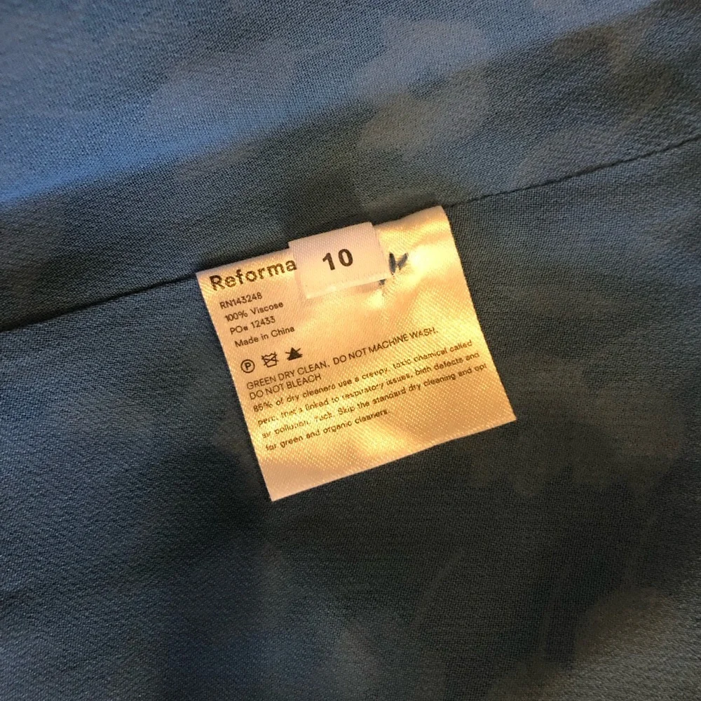 Reformation blue white floral tulip Andre midi Georgette dress size 10 NWT - Picture 9 of 9